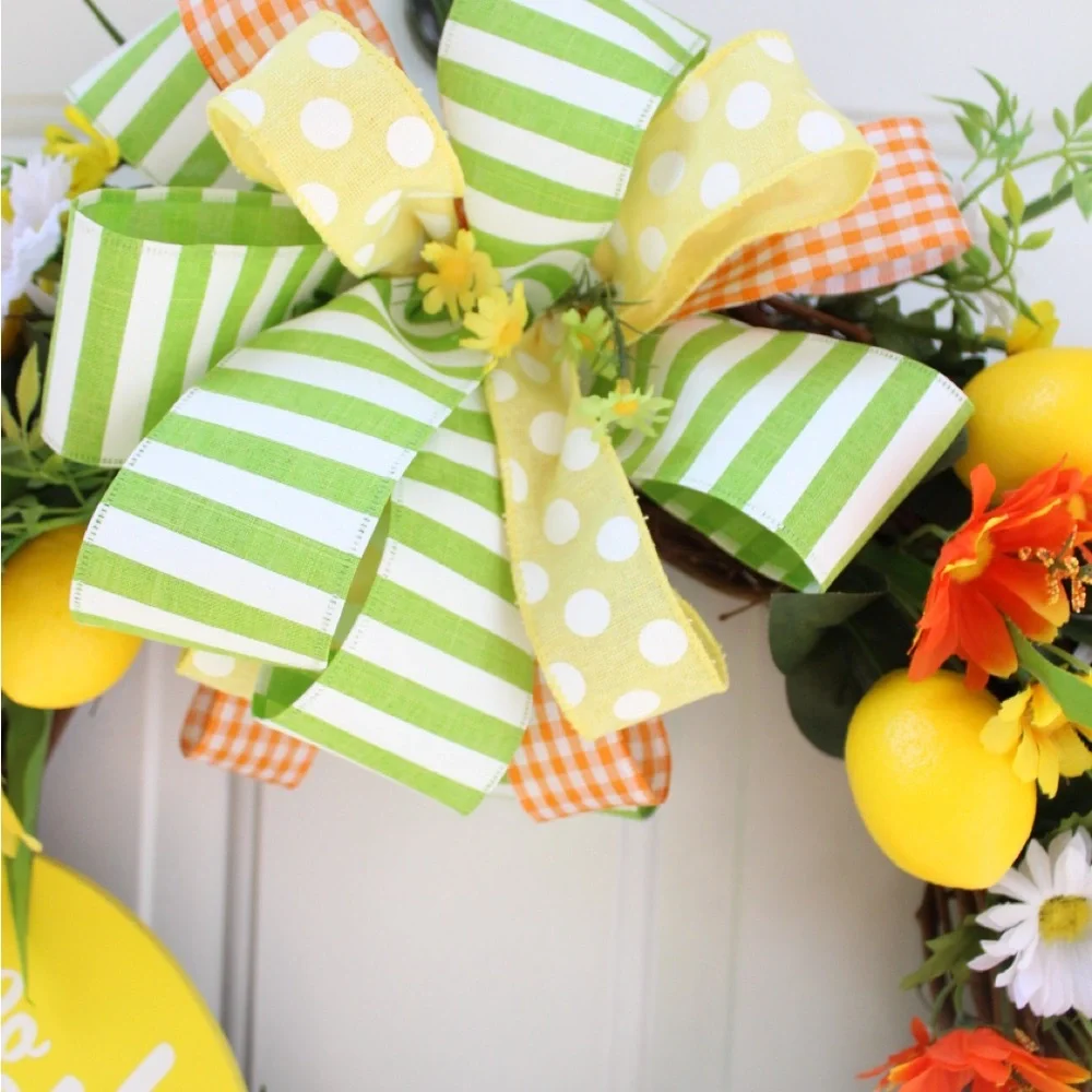 Summer Lemon Grapevine Welcome Wreath for Front Door, Citrus Decor for Home - Picture 8 of 12